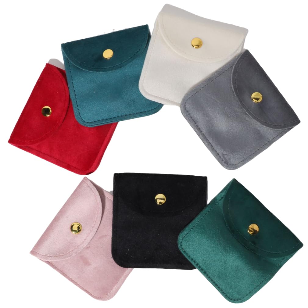 iSuperb 7 pcs Coin Purse Pouch Bag Velvet Jewelry Earring Case Organizer Kiss-Lock Change Purse 3.15x3.15 Inches Small Wallets
