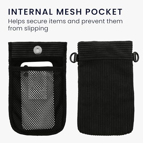kwmobile Universal Smartphone Sleeve with Necklace - Magnetic Closure - Soft Inner Microfibre Mobile Phone Pouch - Cell Phone Strap for Neck - Black - image 6