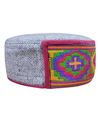 Image of Vastraa Fusion Himachali Topi for Men | Nepali Headwear | Traditional Kullu Cap | Pahadi Topi | Kashmiri Hat | Wool Handcrafted Ethnic Wear