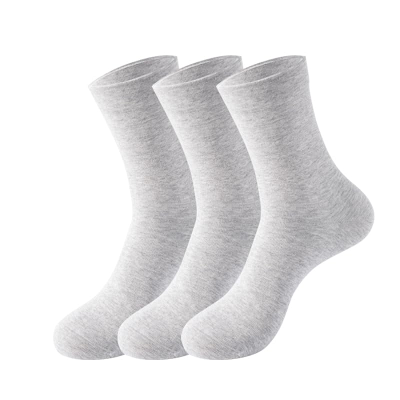 KUWUAZA Socks for Women - Womens Crew Socks - Cotton Cozy Casual Socks for Women 3 Pairs Light Grey