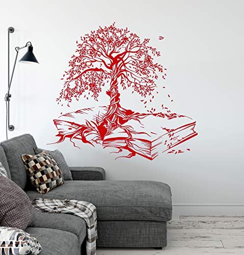 Vinyl Wall Decal Tree Book Leaves Knowledge Library Reading Room Stickers Mural Large Decor (Ig5200) (Xl 45 In X 50 In, Black) #TOP3