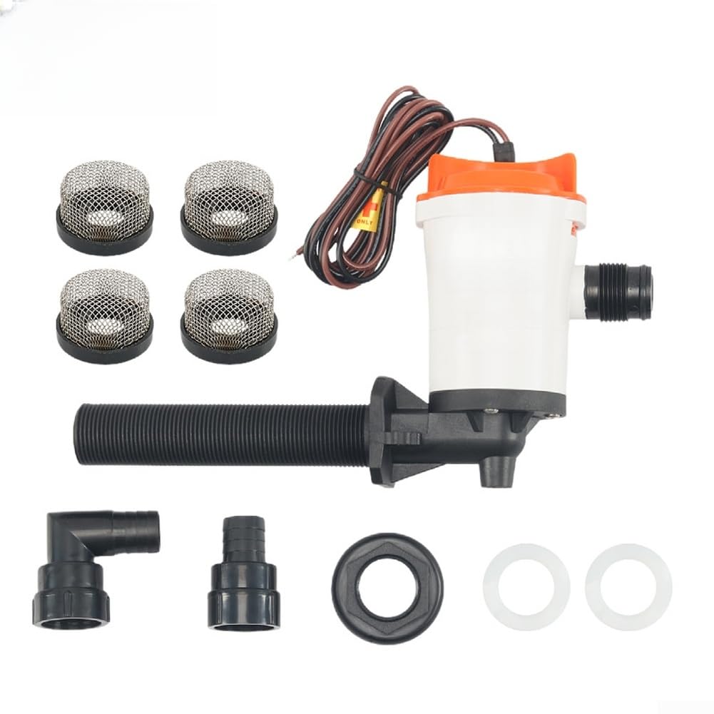Marine Baitwell Pompa 800 GPH Portata Sommergibile Esca Viva Aeratore per Kayak Tank 12 V DC Potenza 19 mm Presa (C)