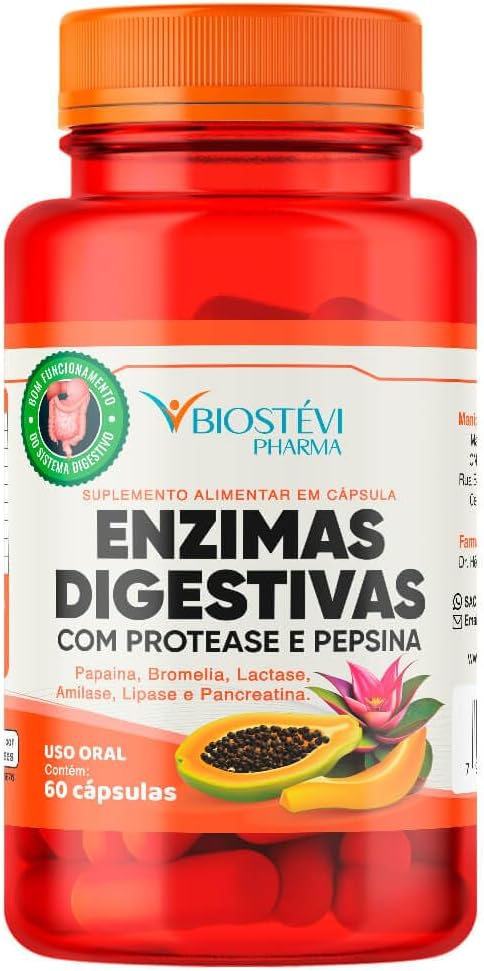 Enzimas Digestivas com Protease e Pepsina – 60 Cápsulas