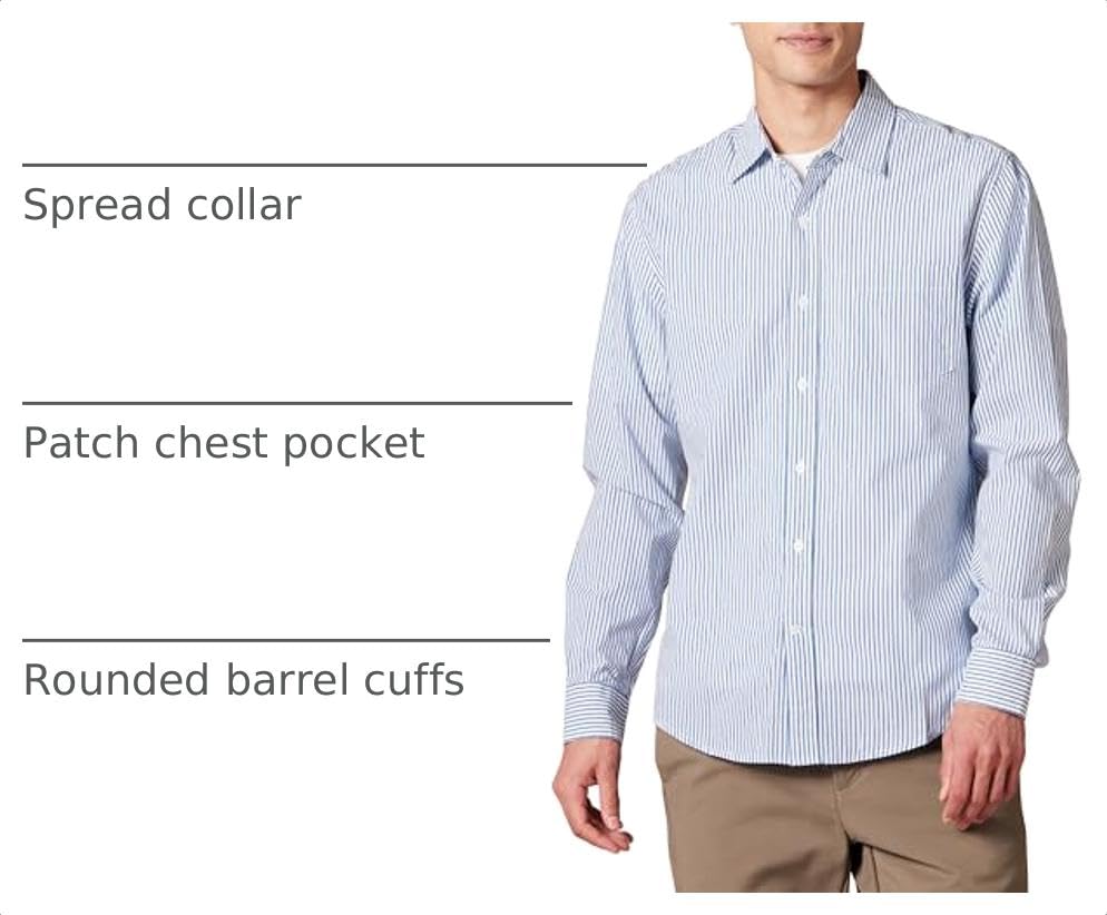 Image of Amazon Essentials Men's Regular-Fit Long-Sleeve Casual Poplin Shirt, Button Front, Business Casual, Collared