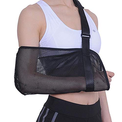 Mesh Adjustable Arm Sling? Left and Right Arm? - Shoulder Immobilizer Medical Support Strap for Broken Fractured Arm Elbow Wrist (Black)