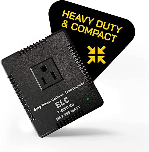 ELC 500-Watt Voltage Converter - Step Down - 220v to 110v / 240v to 120v Travel Power Converter - for Hair Straightener, Hair Dryer, Laptops and Chargers, CE Certified [3-Years Warranty]3
