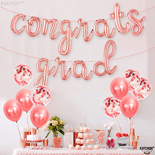 Image of Graduation decorations 2026 | Rose Gold Congratulations Balloons - 16 Inch | Script Congrats Grad Balloons for Graduation Decorations Class of 2026 | Grad party decor, KatchOn