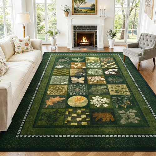 Tapete grande 182x109 cm geométrico floral antideslizante