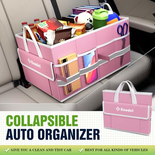 Image of K KNODEL Car Trunk Organizer, Collapsible Car Trunk Storage Organizer, Car Organizer and Storage for SUV, Truck, Sedan (Small, Pink)