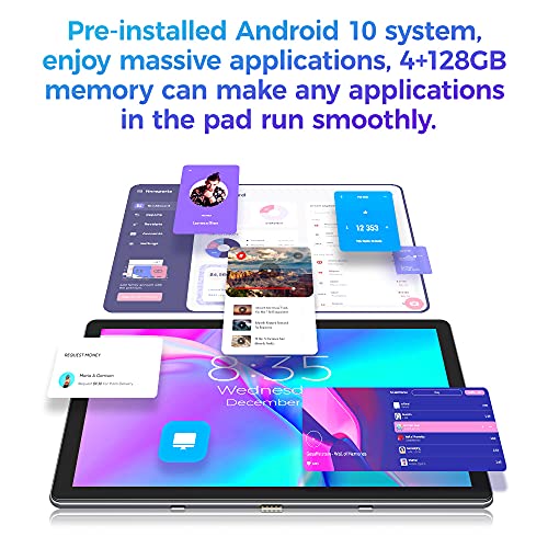 CHUWI Tablette 4G LTE 10,1 Pouces,128Go ROM+4Go RAM,Dual SIM 5G WiFi Tablette Tactile Android 10 SurPad(8 Cœurs MT6771V 2.0GHZ,1920 * 1200 FHD IPS),GPS,OTG,Bluetooth 5.0,Type-C,Caméra 8+8MP,8000mAh