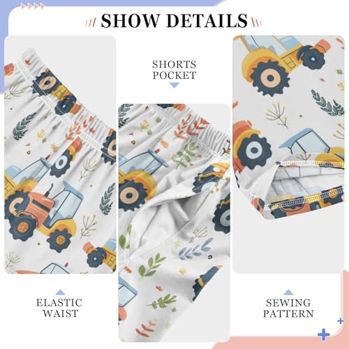 Pajama Bottoms, Cute Tractors Pattern Pajamas Pant Lounge Wear Sleep Long Pants Casual Sleepwear PJS4