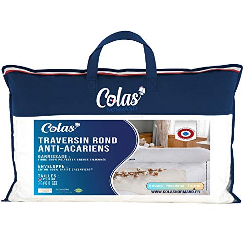 Colas Normand - Traversin Rond Anti Acariens - Ferme - 21x90cm - Inspiré des Plantes - Hygiène Parfaite - Doux - Gonflant - Résistant - Lavable - Protection Longue durée - Fabrication française Cover