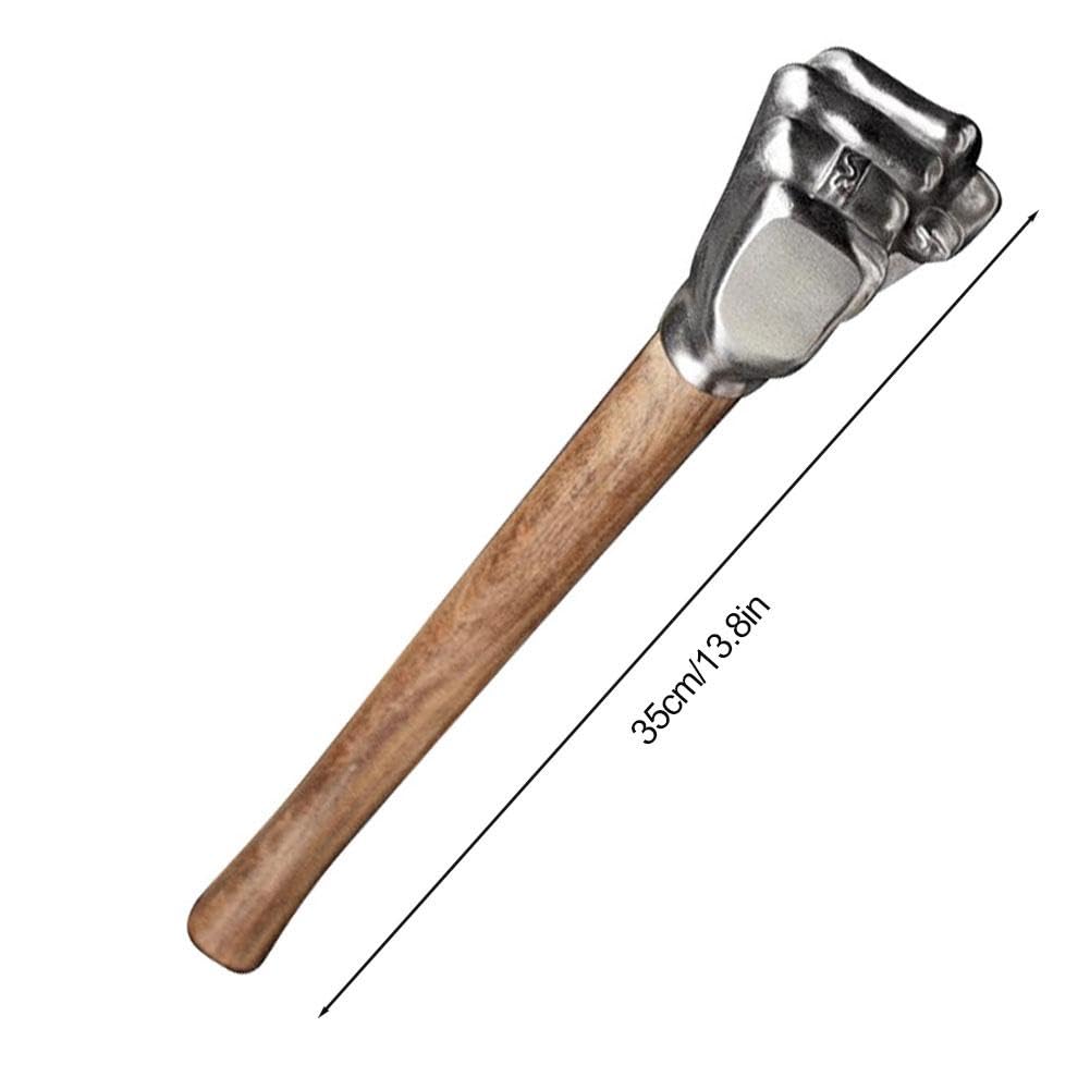 Martello a forma di pugno in acciaio inossidabile per casa auto campeggio all'aperto manico in legno rosa artigianato martello ornamento decorativo adatto utensili manuali strumento hardware
