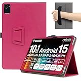 For 山善 YAMAZEN Qriom QA15-101 ケース 10.1インチ カバー 【BAOLINTX】スタンド機能 角度調整 高級PU レザー 擦り傷防止 磁気吸着 全面保護型 Qriom QA15-101 保護ケース (レッド)