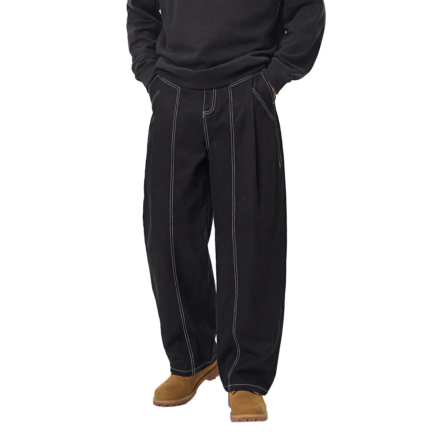 WZIKAI Mens Baggy Casual Pants Elastic Waist Parachute Pants Wide Leg Streetwear Trousers with Pockets