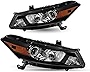 TUSDAR Headlight Assembly Compatible with 2008 - 2012 Honda Accord 2-Door Coupe Projector Headlamp Black Housing with Amber Reflector