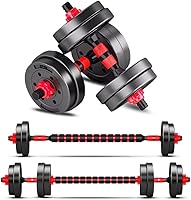 BCBIG Adjustable Dumbbells Set of 2 - 20lbs 3-in-1 Convertible to Barbell, Lightweight Home Gym Weights for Men & Women