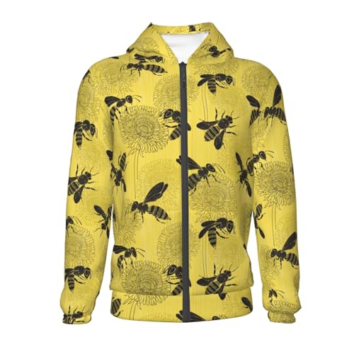 Bees and Dandelions Kid Hoodies Boys Zip Up Sweatshirts Girls Pullover with Pocket2