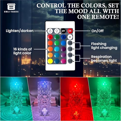 Image of Crystal Table Lamp Color Changing, Diamond & Transparent 3D Light for Bedroom, Living Room, Party Dinner Decor