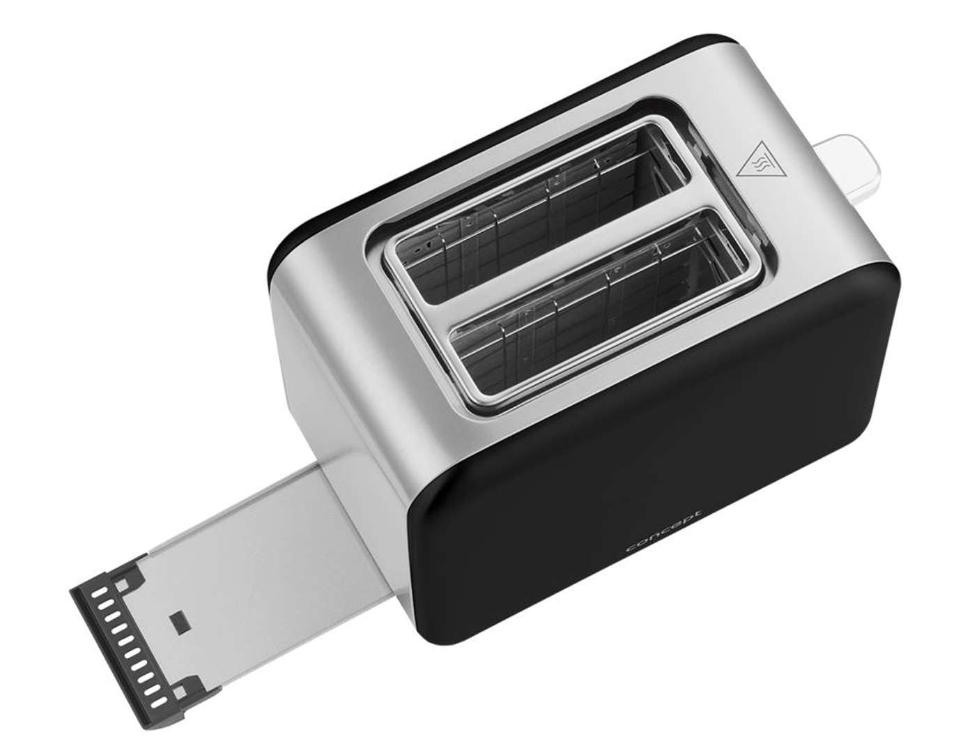 Concept TE2052 Grille-pain en acier inoxydable avec fente large 36 mm 2 chambres de rôtissage Minuteur électronique 950 W Noir mat