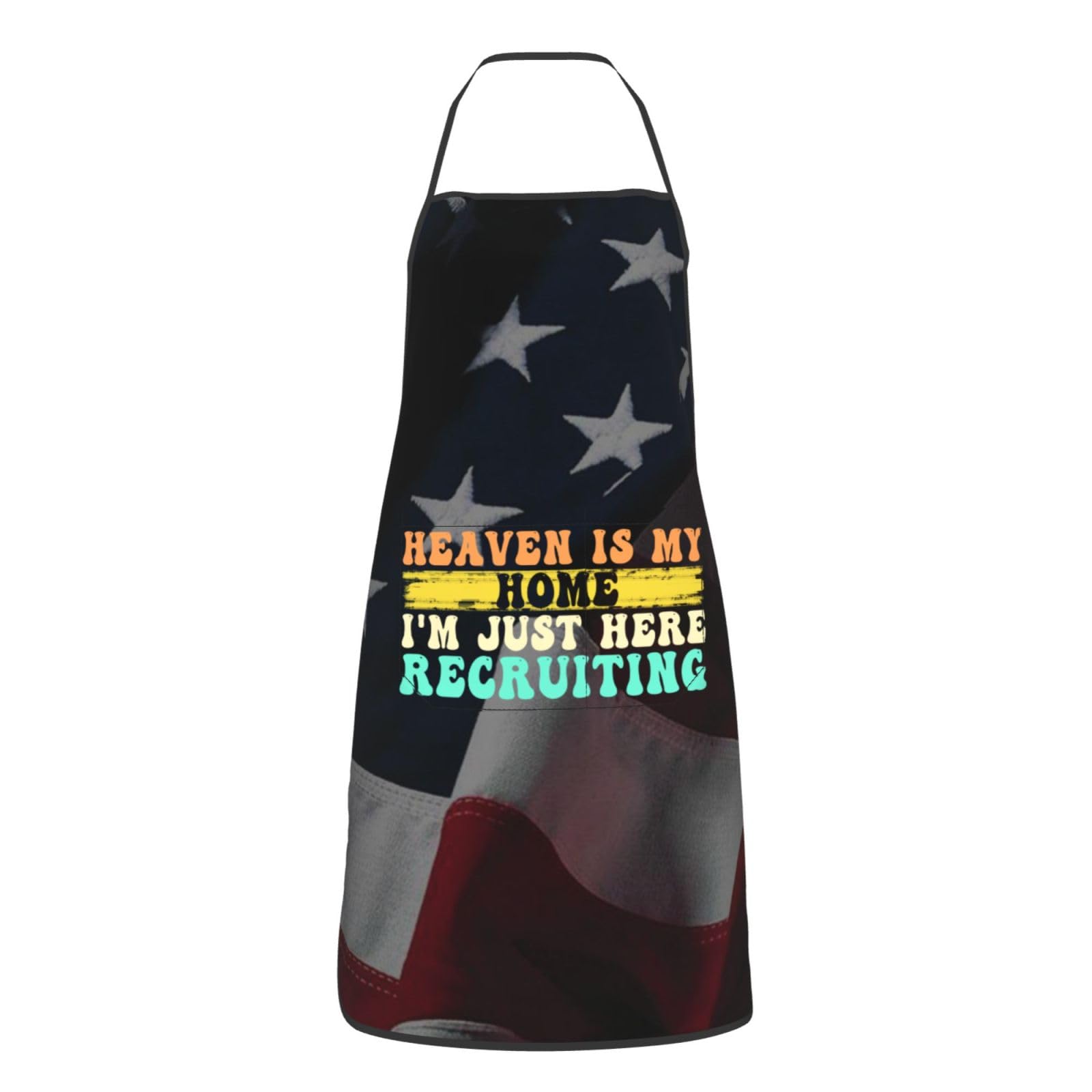 nopicsn Heaven Is My Home I'm Just Here Recruiting Apron for cooking with Pockets Women Men Kitchen Chef Funny Aprons