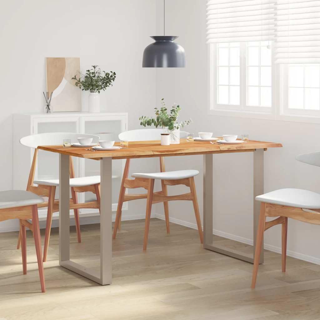 Mesa de comedor, 140 × 70 × 76 cm, madera maciza de acacia, mesa de bar, bar, bar, mesa de bar