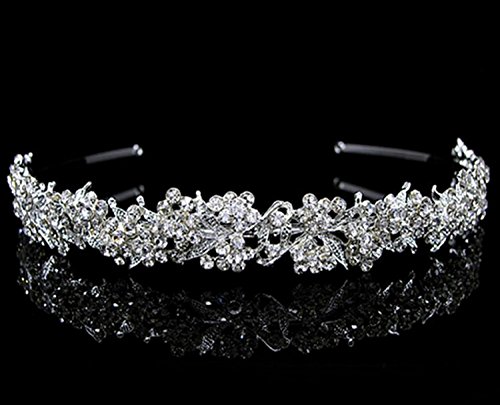 Tiara, Diadema con fiori, perle e strass, gioiello...