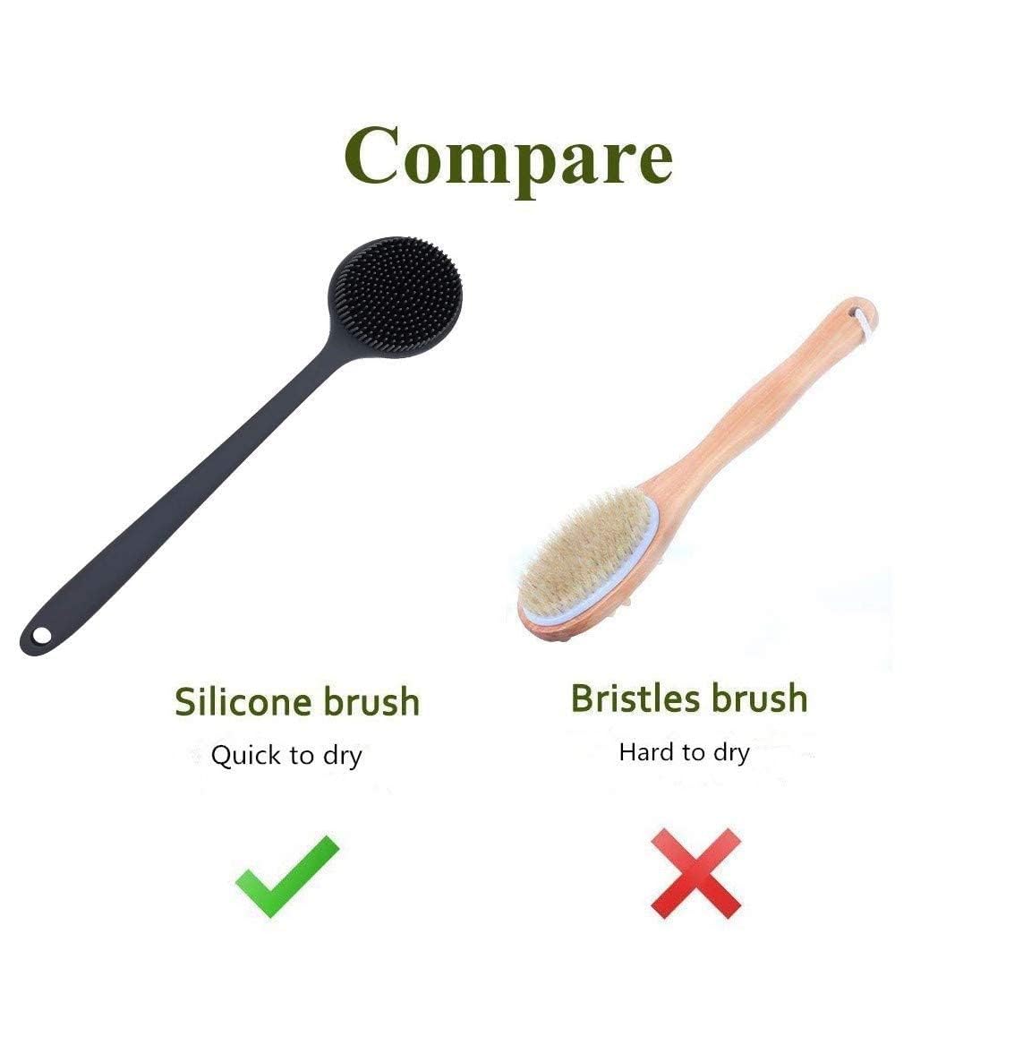 EdenPurea Silicone Body Scrubber with Long Handle, Double-Sided Bath Brush for Exfoliation & Massage - Image 4