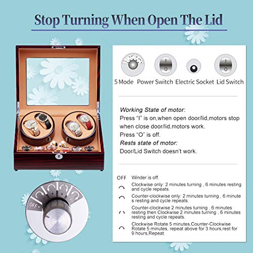 Frucase Watch Winder For Automatic Watches New Version 4+6 Wooden Watch Box With High-End Velvet Interior And Battery Option #TOP4