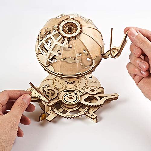 Image of UGEARS Globe 3D Wooden Puzzles for Adults - Wooden Model Kits for Adults Brain Teaser Puzzles Models for Adult to Build Mechanical Models Educational World Globes Puzzle Hobby Set