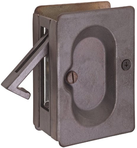 Cerradura de paso para puerta empotrada Emtek 2101 de 3-1/2 pulgadas de altura, estilo francés y acabado antiguo en latón miniatura 1
