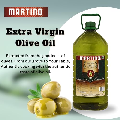 Image of Martino Extra Virgin Olive Oil 5L First Cold Pressed Cooking oil Natural and First Cold Extraction | Rich in Antioxidants | Ideal For low heat cooking like sauteing & grilling, Salad Dressing.