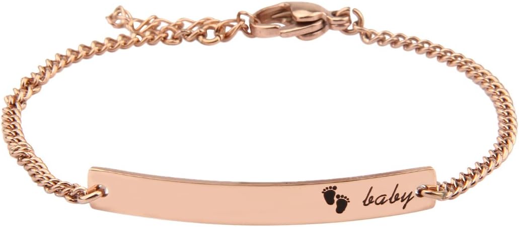 WUSUANED Son&Daughter&Mommy Bracelet Baptism Bracelet Mom Daughter Bar Bracelet Set Gift for New Mom&Son&Daughter