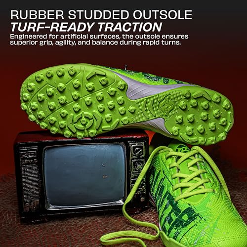 Image of Nivia Encounter Retro Turf Football Shoes for Men, Duofoam Cushioning, TPU 3D Embossed Upper, Rubber Studs for Turf, Lightweight Football Shoes for Artificial Ground