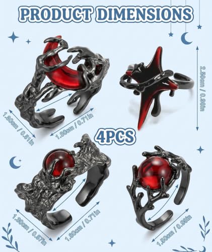 Image of figurine 3Pcs Gothic Rings, Rings for Man, Gothic Jewellery for Men and Women, Dark Aesthetic Rings for Daily Goth Fashion and Music Events