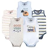 Hudson Baby Unisex Baby Cotton Sleeveless Bodysuits, Gone Surfing, 18-24 Months