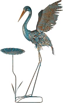 Large Heron Outdoor Statues with Leaf Tray