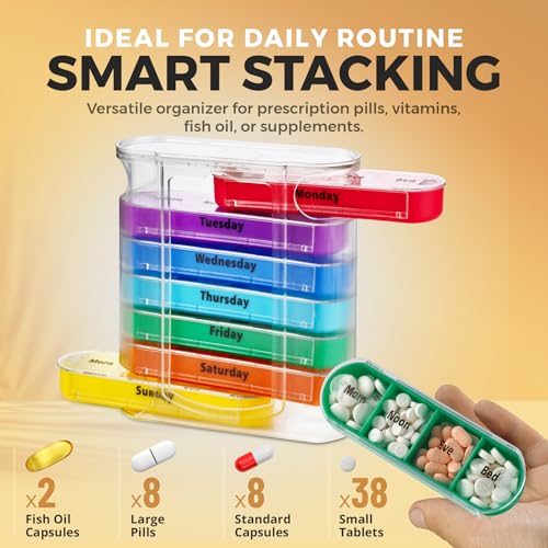 Image of MEDca Weekly Pill Organizer, Four Times-a-Day, 1 Dispenser with Stackable AM /PM Compartments (Case of 40)