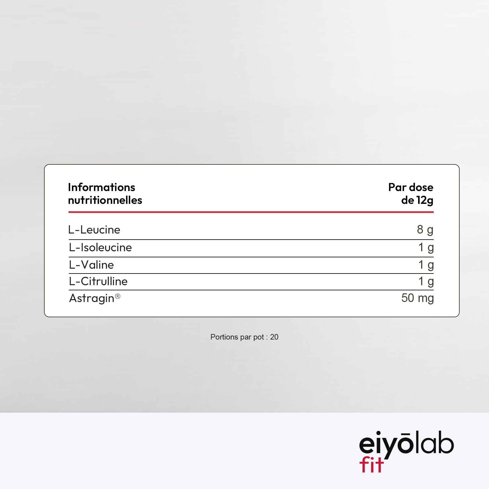 BCAA 8.1.1 | Acides Aminés en Poudre | 8g de Leucine + 1g de Citrulline & AstraGin® | Construction et Récupération Musculaire | Efficace Contre l’Acide Lactique | Mangue Passion 250g | Eiyolab