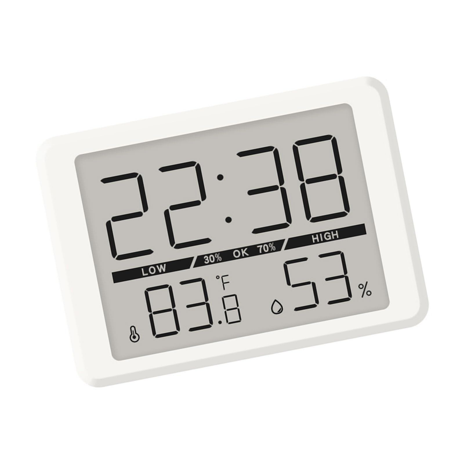 Whoasyst Contemporary Digital Alarm Clock with Time Day Temperature Humidity Display Battery Operated for Living Room Bedroom Alarm Clock
