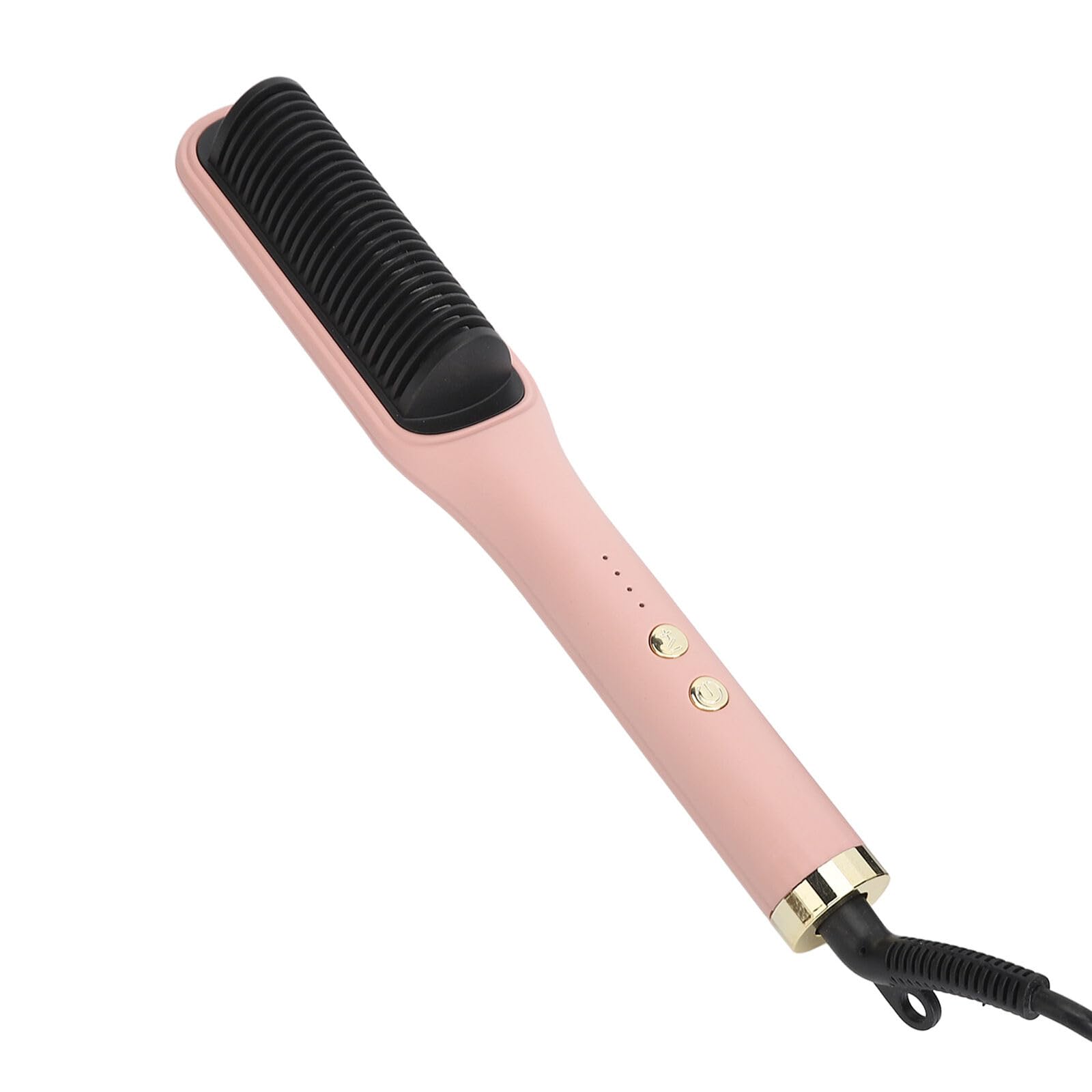 SKY-TOUCH 2 in 1 Hair Straightener Brush & Curling iron : 20s Rapid Heating Negative Ionic Electric Hot Comb with 4 Temps Anti-Scald Curling Iron for Women Home Travel Salon (Pink)