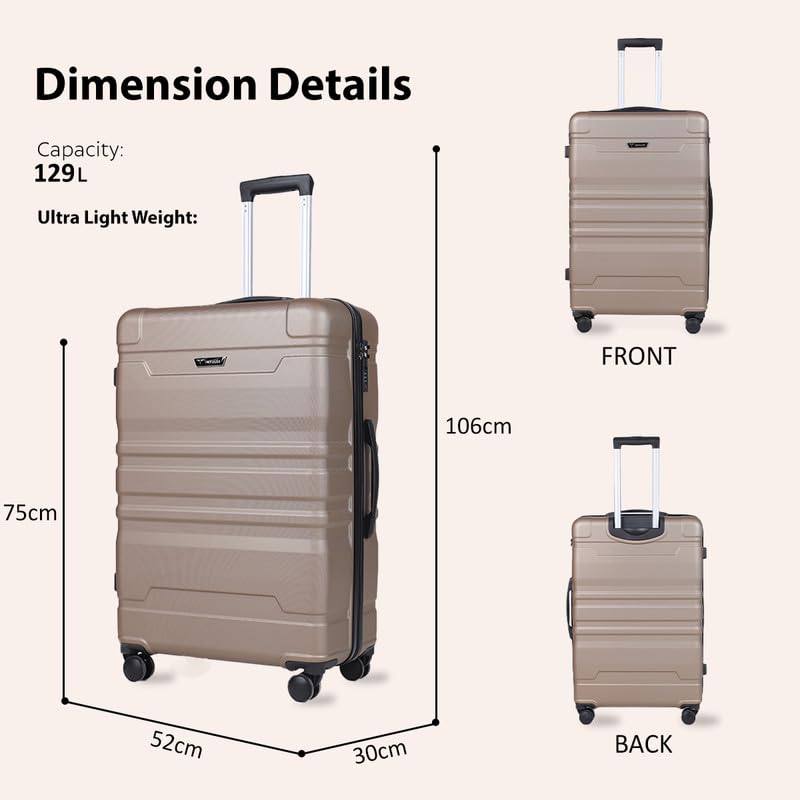 Image of Impulse Chicago Set of 3 Small, Medium & Large Size (Cabin & Check-inTrolley) Hard Sided ABS and PC 4 Wheel Spinner, Unbreakable Trolley Bag with Combi Lock, Trolley Bags for Travel, Suitcase (Black)