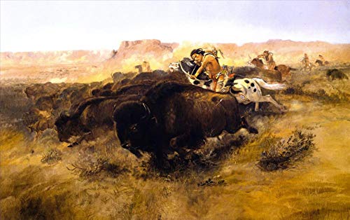 Peinture à l'huile sur toile 37 œuvres d'art célèbres La chasse au bison Charles Marion Russell