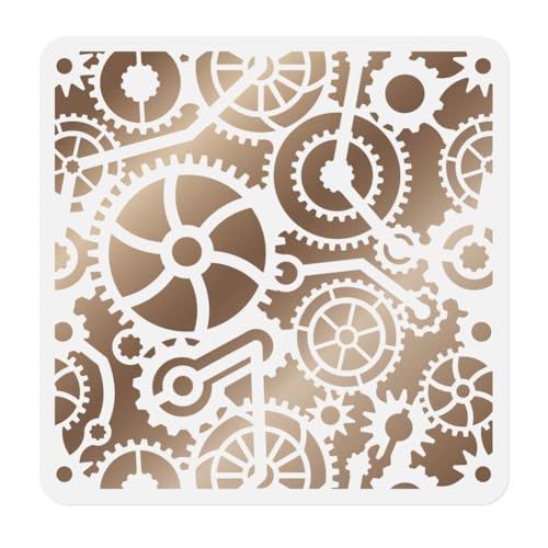 DOODLREAM Pochoir Steampunk pour dessin - 30 x 30 cm - Réutilisables - En plastique - Pour peinture sur mur en bois - Pochoir de décoration d'intérieur