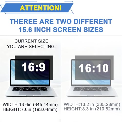 Image of 4-Way Laptop Privacy Screen Shield 15.6 Inch, Removable 16:9 Aspect 360 Privacy Filter Screen Protector for 15.6 Inch Laptop Computer, Anti Glare Blue Light Slide Mount Tabs Cover for Generic Laptop