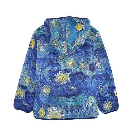 Blue Starry Night Boys Fleece Hoody Jacket Zip Up Coat Warm Fall Winter Plush Jacket Long Sleeve Outerwear2
