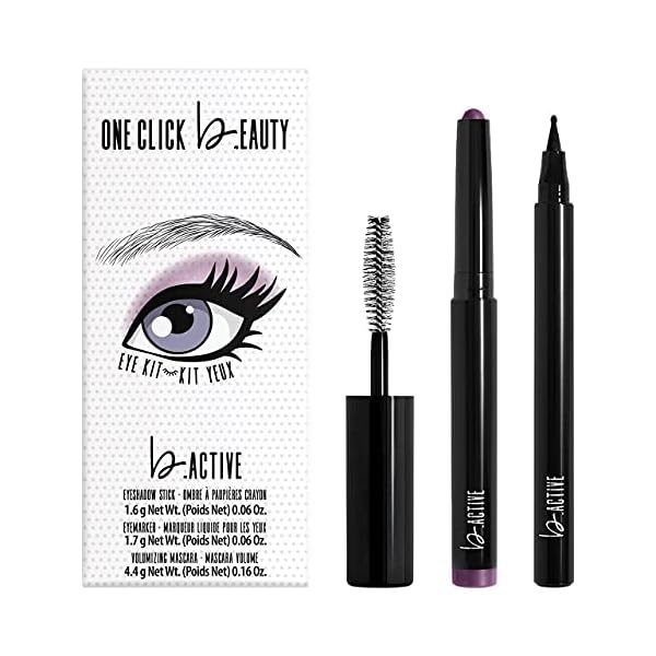 One Click Beauty b.Active 3-Piece Eye Kit, Longwear Makeup, The Jewel Tones