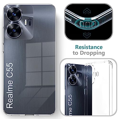Image of Fashionury Soft Crystal Clear Back Case Cover for Realme C55 | Shockproof Design | Camera Protection Bump | Clear Back | Case Cover for Realme C55 Transparent