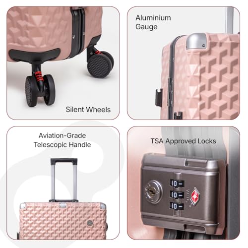Image of Hard PC Luggage, Set of 2, Cabin and Medium Size, 100% Polycarbonate, Lightweight and Durable, Silent Wheels, Anti-Theft with Aluminium Frame, and 2 TSA Approved Locks, Coral Mist