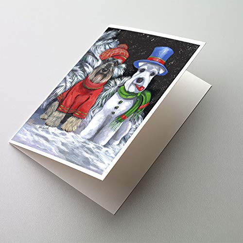 Caroline's Treasures PPP3165GCA7P Schnauzer Christmas Snow Dog Greeting Cards and Envelopes Pack of 8 Blank Cards with Envelopes Whimsical A7 Size 5x7 Blank Note Cards